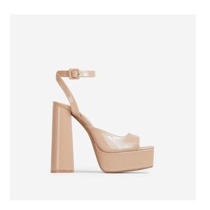 Ego Shoes beige strappy platform heels